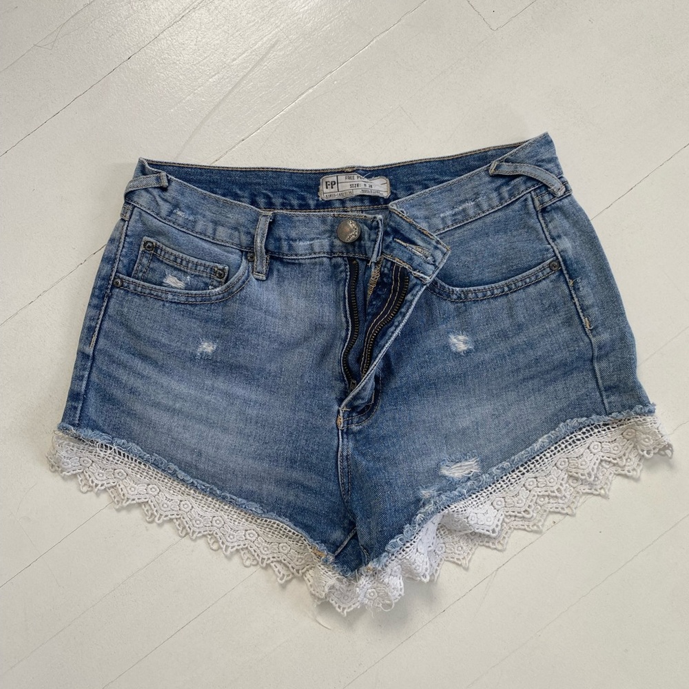 sweet free people mid rise jean shorts